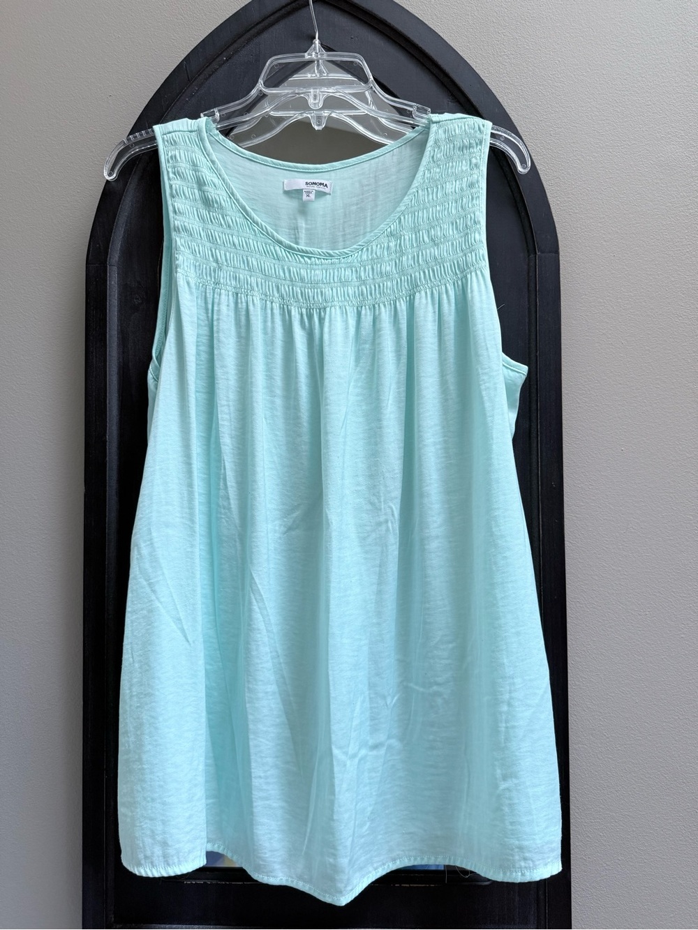 Sonoma Light Blue Smocked Yoke Tank